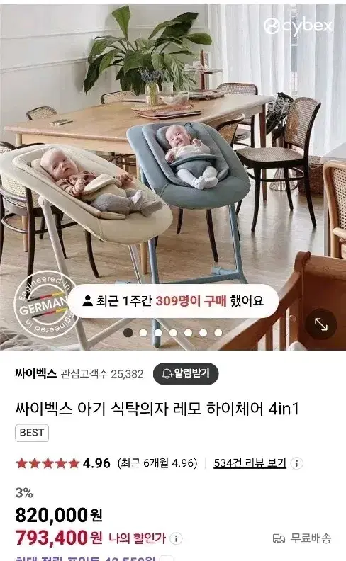 싸이벡스 아기 식탁의자 레모 하이체어 4in1